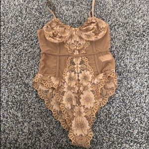 Mocha Satin mesh Teddy bodysuit